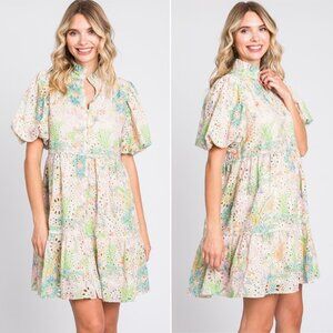 🆕 Watercolor Eyelet Mini Dress - Size Small